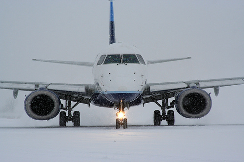 snow at airport
