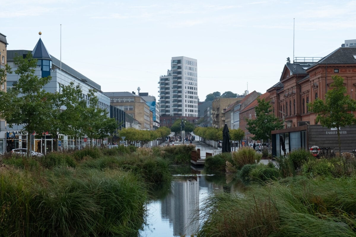 An artificial lake in Randers, part of the city's rainwater management system