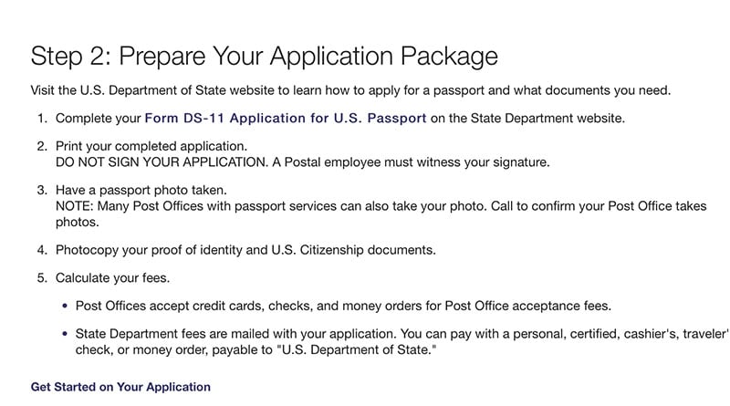 Babies need passports. Parents can complete the application and print it at home before they show up at the post office.