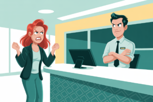 Marcy Schackne is mad.  She recently waited 2½ hours at LAX just to talk to a car rental agent. After completing her paperwork, she inspected three vehicles that were "beyond dirty" before finding one suitable to drive