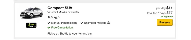 Is this a car rental scam? This screenshot shows a compact SUV