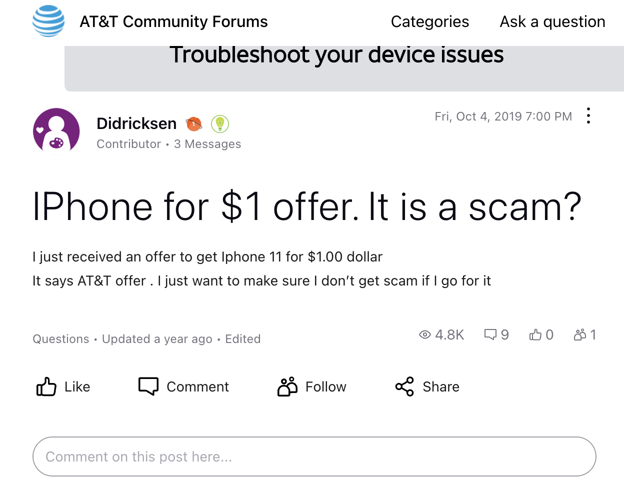 AT&T iphone scam