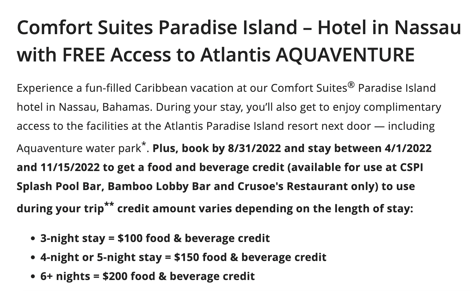 Choice hotels offer