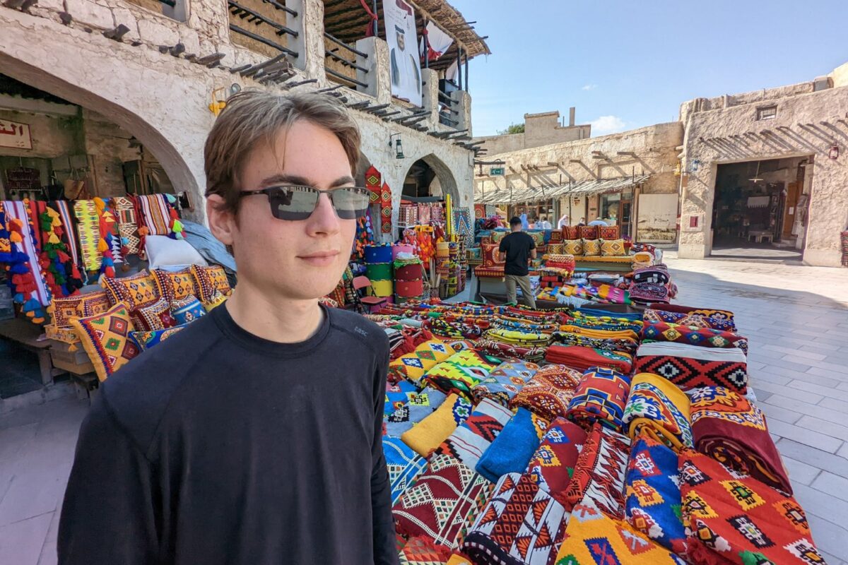 The author's son, Aren Elliott, at the famous Souq Waqif in Doha, Qatar. Photo by Christopher Elliott -  - Must Travel Destination 