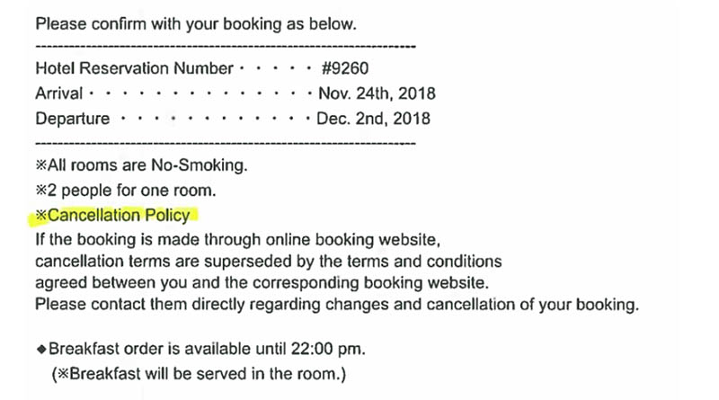 How many days do you have to cancel a hotel reservation?