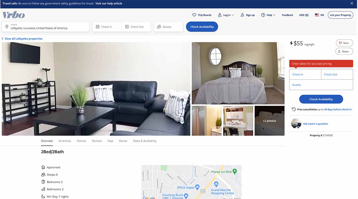 This is the fake listing on the Vrbo website.