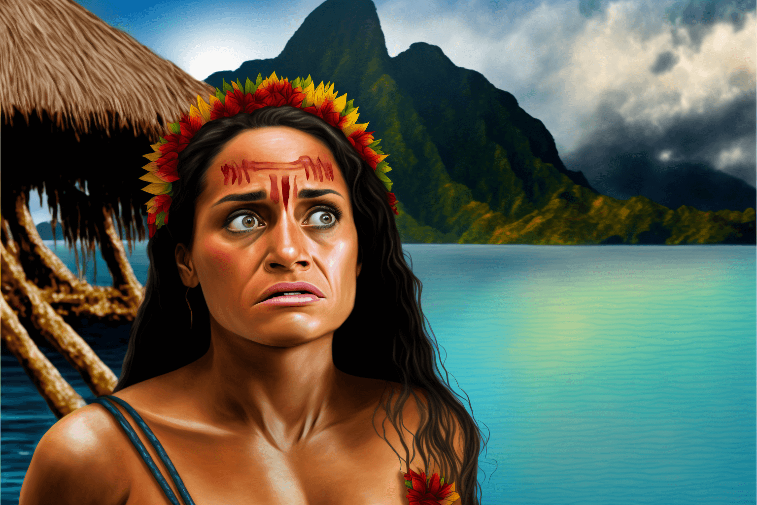 Unhappy tourist in Tahiti.