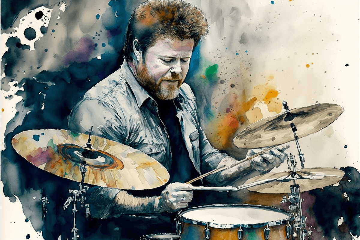 Don Henley playing drums.