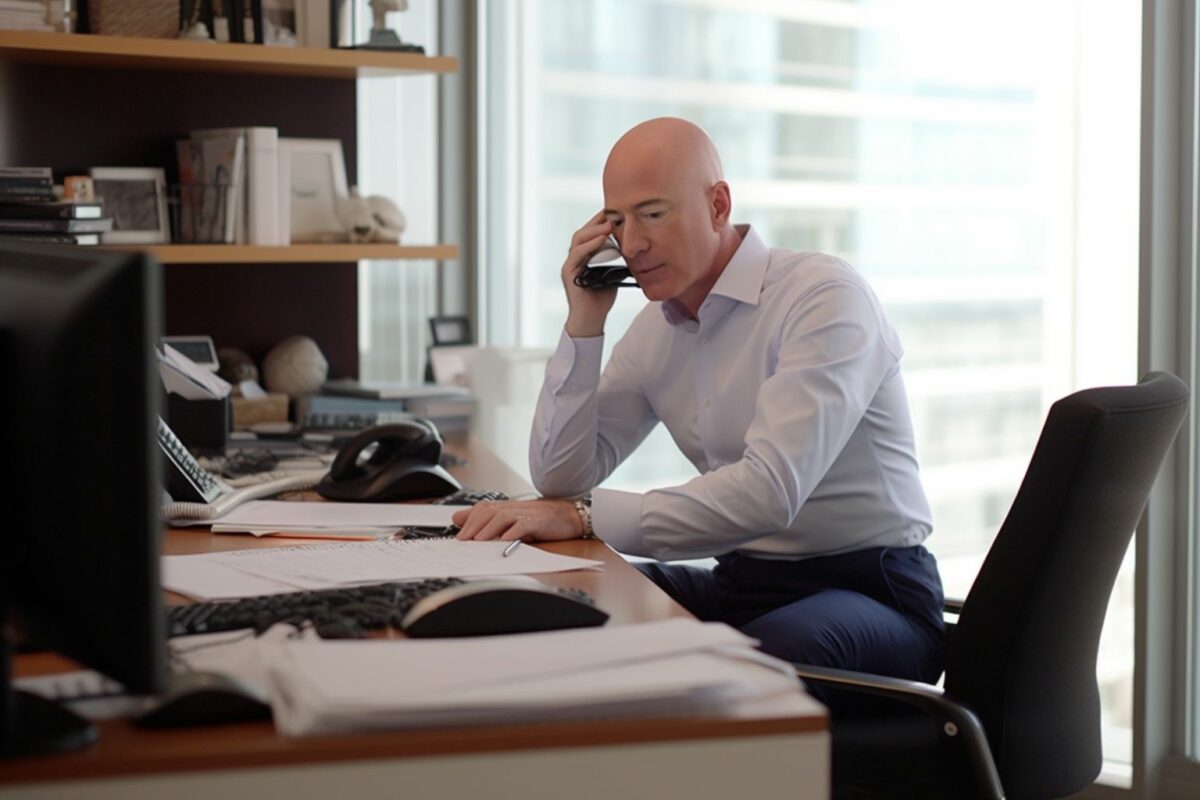 Jeff Bezos answering the phone. He may be able to help find the Amazon return package.