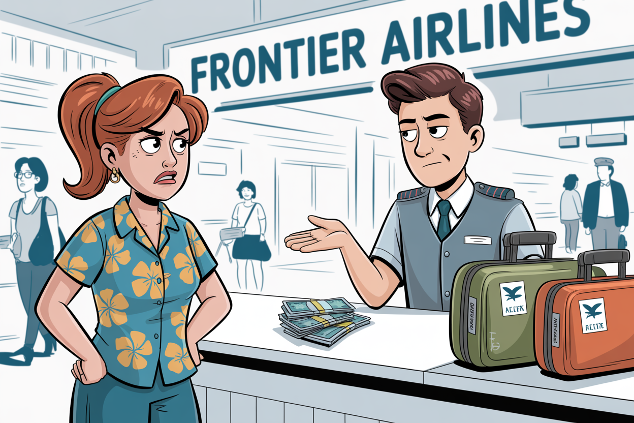 Kristen Rodriguez thought she had scored a deal when she prepaid for her checked baggage on Frontier Airlines.The airline app showed a straightforward offer: $29 for each checked bag, each way, for two passengers. 