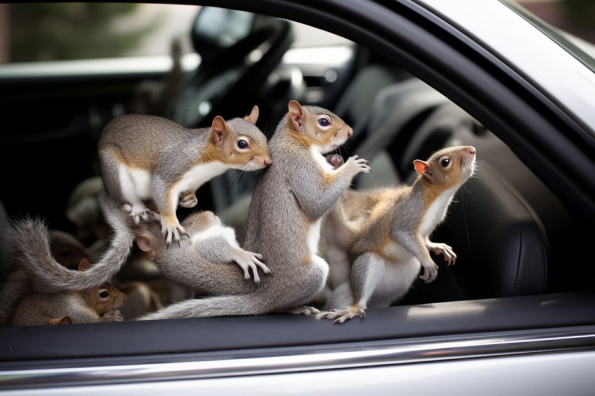 Squirrels in a rental car 
