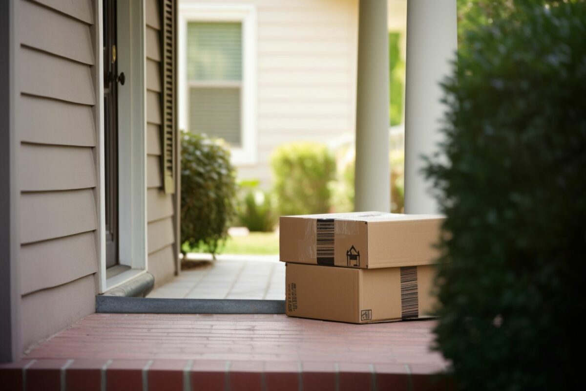 Two delivered Amazon boxes outside a doorstep. Is one of these the Amazon return package?